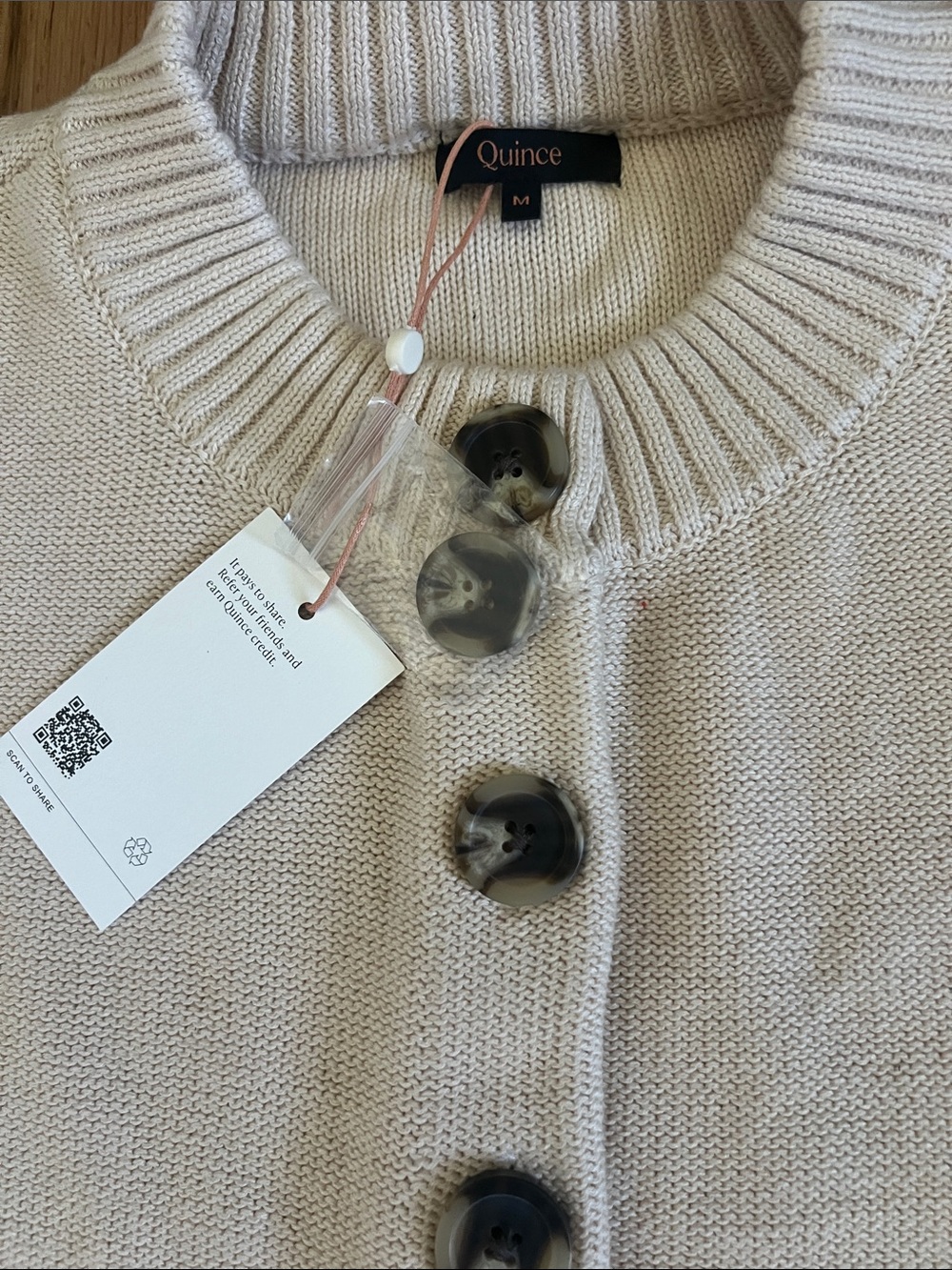 Quince Cream Button-Front Knit Organic Cotton Cardigan - Picture 6 of 8